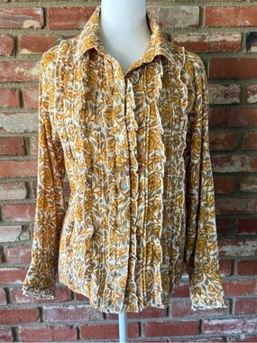 ivy jane Mustard and Cream Floral Button-Down Shirt